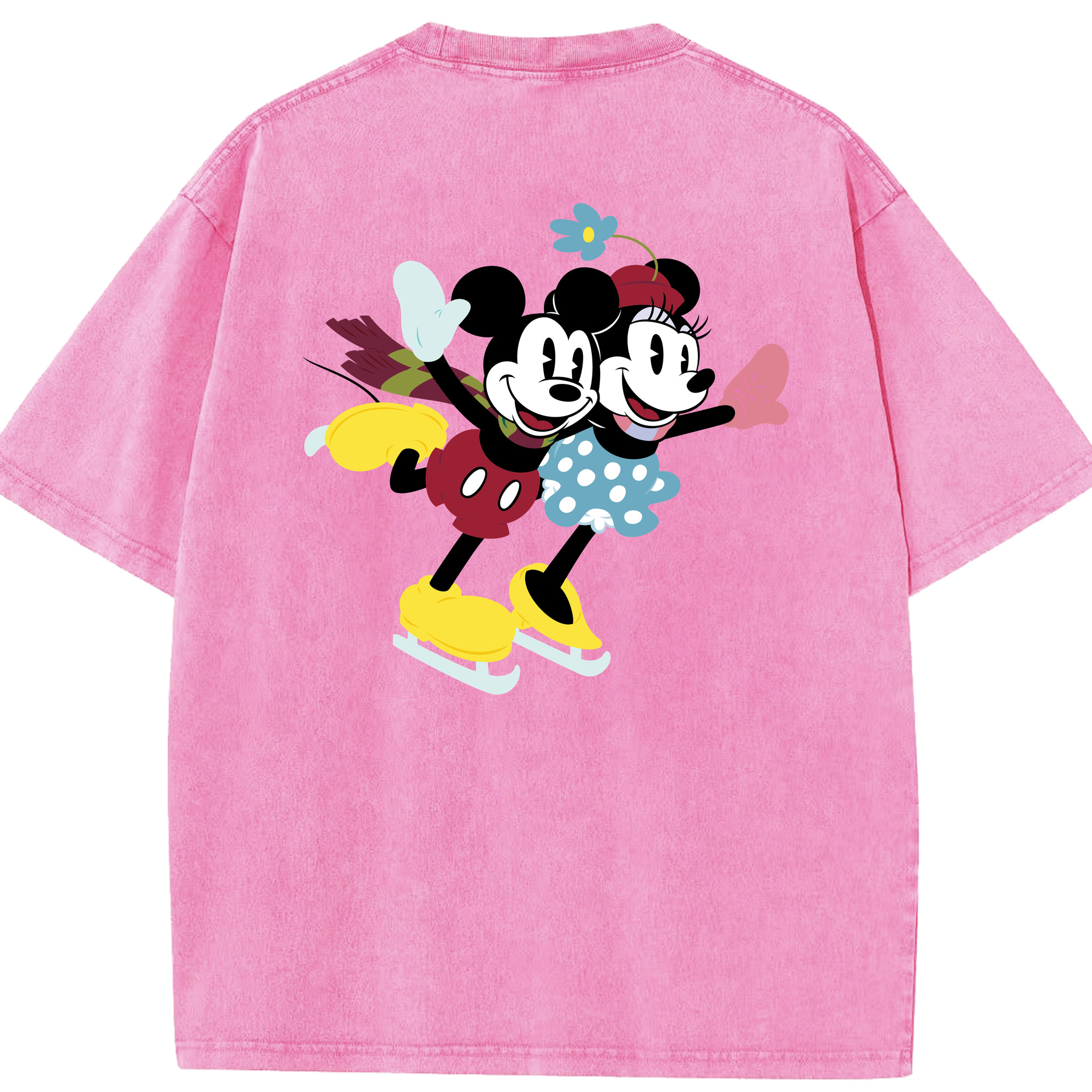 （画像用） ミッキーマウス Mickey Mouse 綿100% ヴィンテージ風 半袖Tシャツ（背面プリント）
